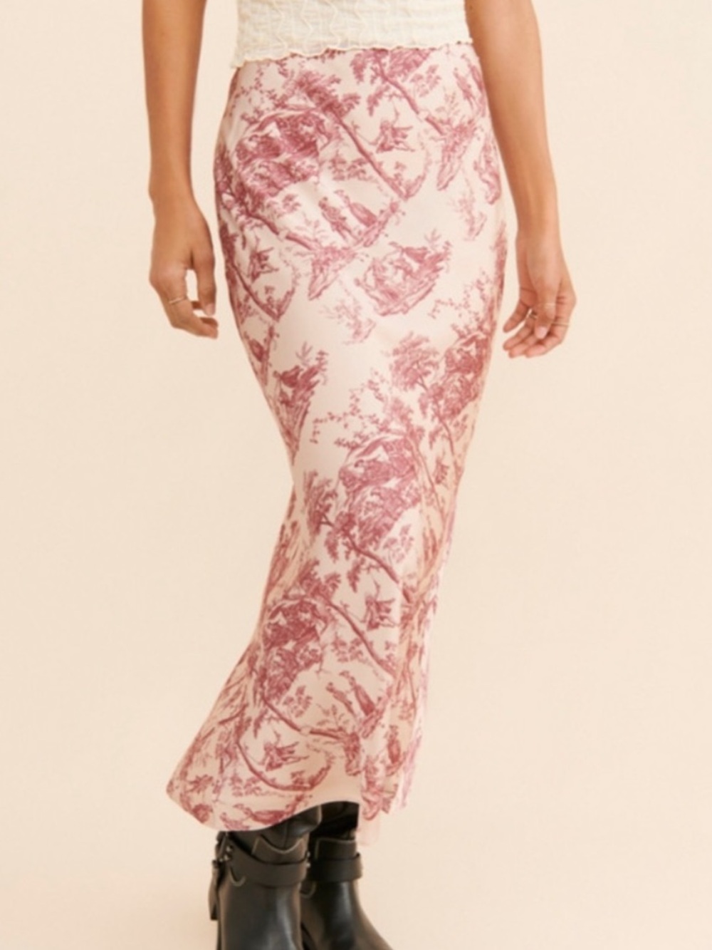 Maison Amory Romance Slip Skirt - Natural Floral